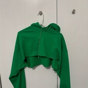 Green Cropped Hoodie